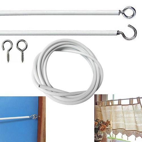 Câble De Fenêtre En Pvc De 1/2/3 Mètre De Long, Ligne De Rideau De Fenêtre Blanche Avec Crochets Et Yeux Gratuits Pour Bateaux Caravanes