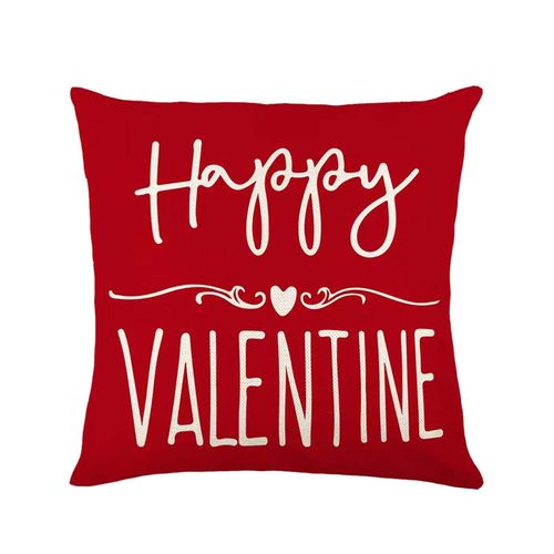 Housse De Coussin En Lin, Taie D'oreiller Avec Lettres En Forme De C¿Ur Rouge, Décoration Romantique Pour La Saint-Valentin