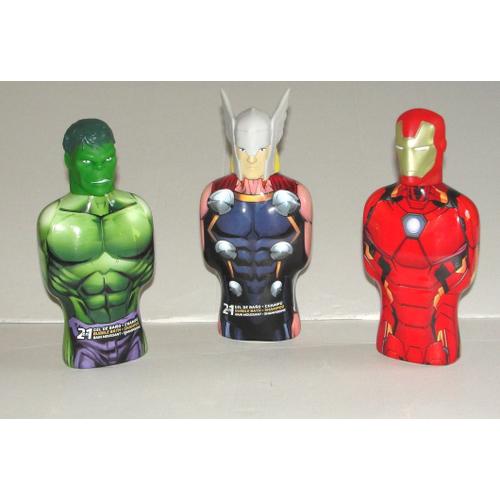 Contenant De Bain Avengers Marvel Lorenay - Lot 3 Super Heros Figurine Iron Man Thor Hulk