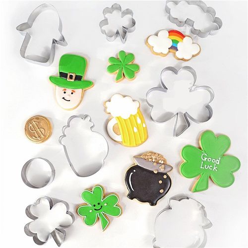 Moule À Biscuits St Patrick, 8 Pièces, Pochoir, Trèfle À Bière, Coupe-Biscuits En Acier Inoxydable Pour La Saint-Patrick, Fournitures De Cuisson À Faire Soi-Même