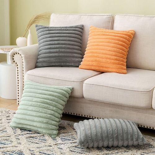 Housse De Coussin Style Nordique En Velours Pour Canapé,Taie D'oreiller Décorative, Rayée Et Super Douce, 45x45cm