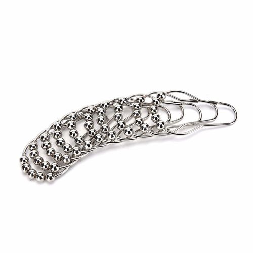 Crochets De Rideau De Douche En Nickel Satiné, 12 Pièces, 5 Boules De Rouleau, Anneaux De Rideau De Douche Polis, Vente En Gros, Nouveau