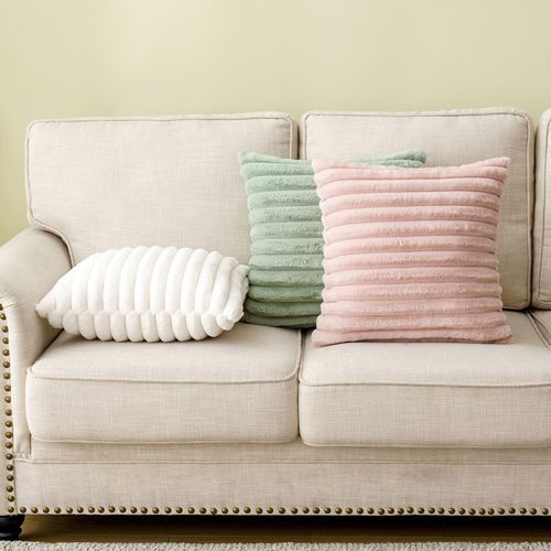 Housse De Coussin En Velours Côtelé Super Doux, Décoration De Maison Moderne Simple, Taie D'oreiller À Rayures Solides Pour Lit, Canapé, Salon