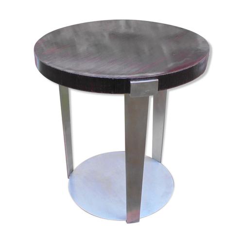 Table Gueridon De Style Art Deco Des Annes 80 Marron