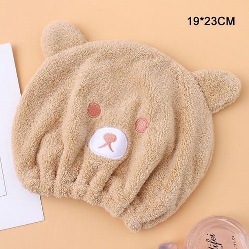 Couvre-Cheveux À Séchage Rapide Pour Enfants, 1 Pièce, Mignon, Doux, Motif D'ours De Dessin Animé, Serviettes De Bain, Fournitures De Salle De Bain