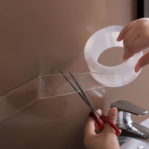 Bande adhésive Double face amovible, 1 rouleau de 1M, transparente, sans couture, lavage à l'eau
