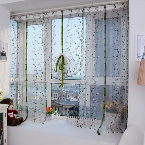 Rideau En Tulle À Motif Fraise/Papillon 100x80cm, Produit Fini De Qualité, Écrans De Fenêtre, Décoration De La Maison