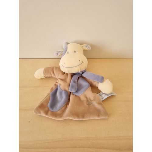 Doudou Vache Beige Marron Bleu Tiamo Collection