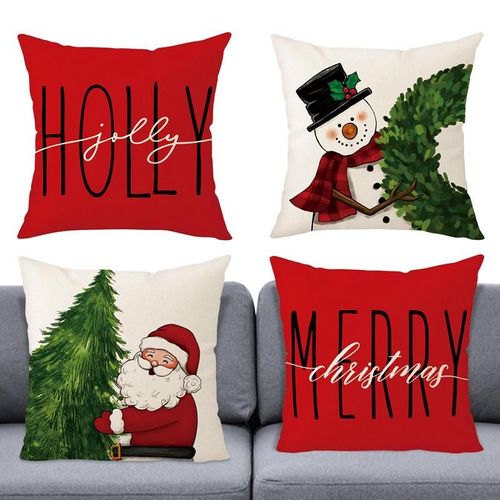 Housses De Coussin Décoratives De Noël, 4 Pièces, Ensemble De Housses De Coussin À Thème D'hiver, Décoration D'intérieur Pour Festival Et Vacances