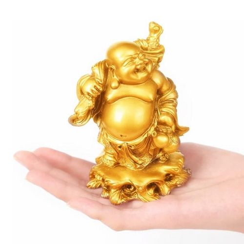 Statue de bouddha doré qui rime, Feng Shui chinois porte-bonheur, Sculpture de bouddha Maitreya, décoration de jardin de maison