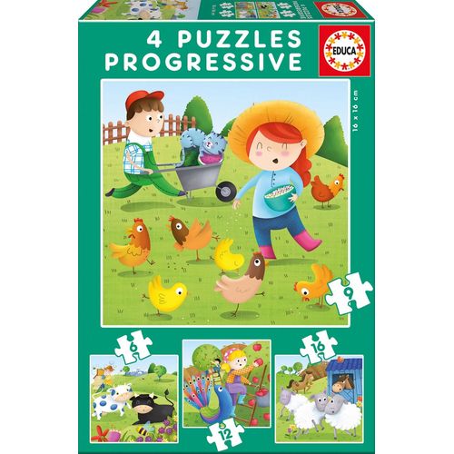Educa Puzzle Progressif Animaux De La Ferme 6+9+12+16 Pcs