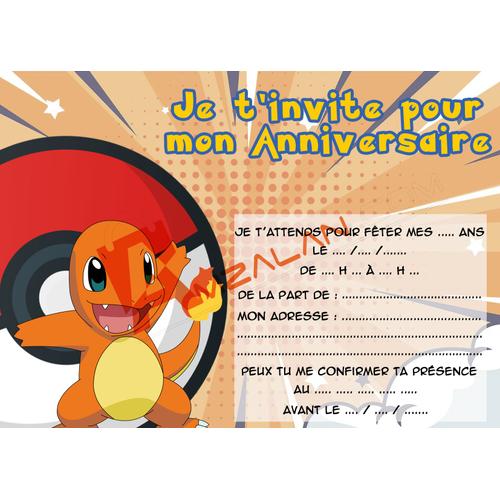 Pokemon Anniversaire Fête Invitation Modèle