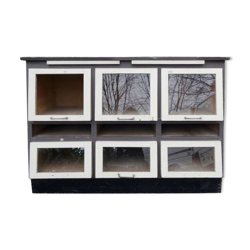 Ancien Meuble De Mtier Grainetier Vintage Beige