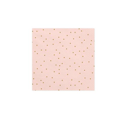 20 Serviettes En Papier Roses Pales A Pois Dores 33 X 33 Cm