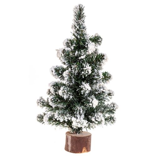 Sapin De Table Enneige Sur Rondin 25 Cm