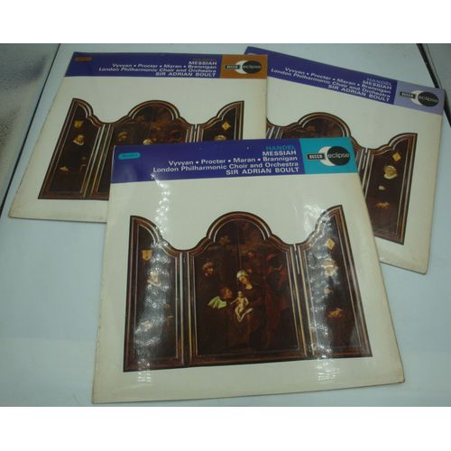 Adrian Boult/London/Vyvyan/Procter/Maran - Messiah - Handel - 3 Lp's 1971 Decca Eclipse
