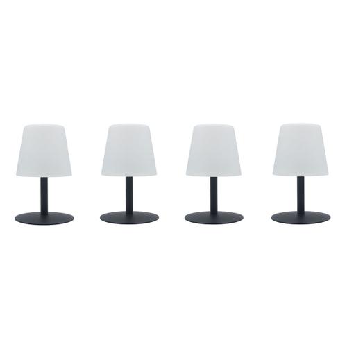 Lot De 4 Lampe De Table Sans Fil Led Acier Gris H25cm