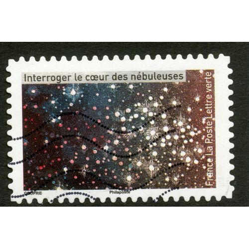 Timbre Oblitéré Interroger Le Coeur Des Nébuleuses,Couprie,France,La Poste,Lettre Verte