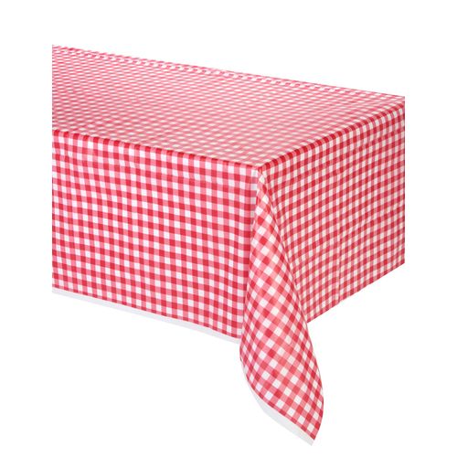 Nappe En Plastique Vichy Rouge 137 X 274 Cm