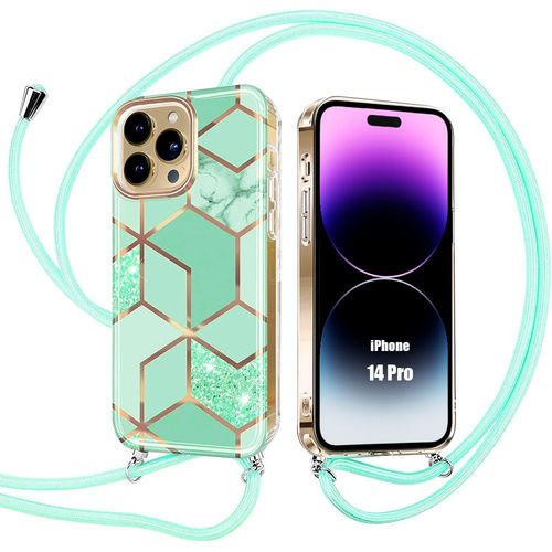 Coque Collier Cordon Pour Iphone 14 Pro Tpu Renforcé Anti-Rayures Couleur Turquoise - E.F.Connection