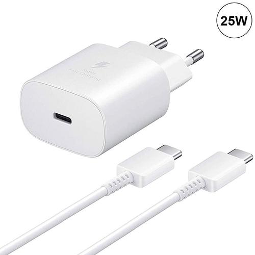 Chargeur Rapide 25w Usb-C + Câble Usb-C Vers Usb-C Blanc Pour Samsung S22 Ultra S22+ S23+ S23 Ultra - E.F.Connection