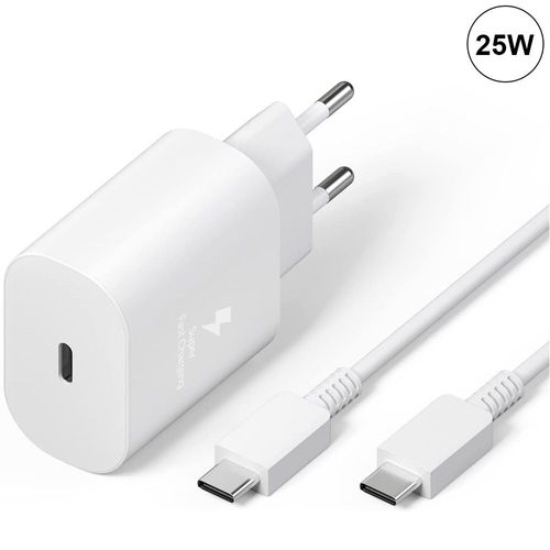 Chargeur Rapide 25w Usb-C + Câble Usb-C Vers Usb-C 1m Blanc Pour Samsung Galaxy A04s A12 A13 A22 A33 A52 A53 - E.F.Connection