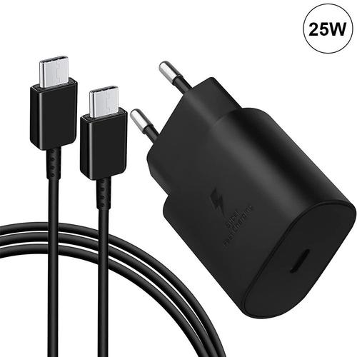 Pack Chargeur 25W Noir USB-C + Câble USB-C pour Samsung Galaxy S23 Ultra  S23+ S22+ S22 Ultra - E.F.Connection