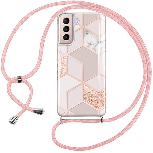 Coque Cordon Pour Samsung Galaxy S21 Antichoc Protection Motif Marbre Rose - E.F.Connection