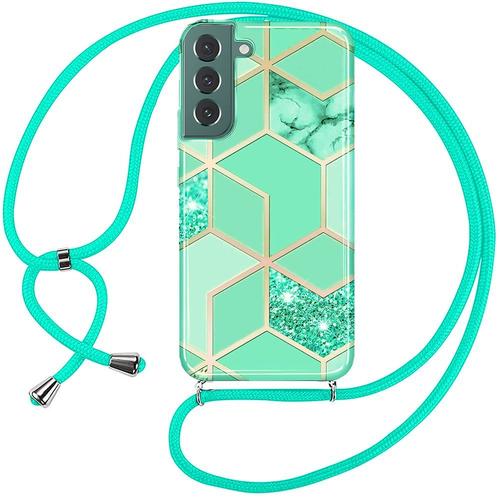 Coque Pour Samsung Galaxy S22 Tpu Protection Anti-Rayure Avec Cordon Turquoise - E.F.Connection