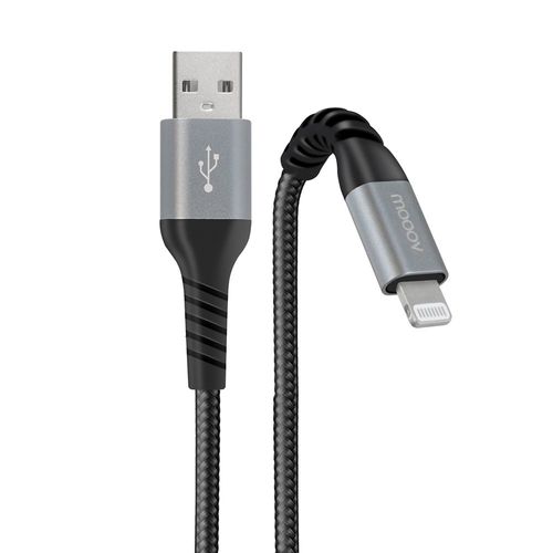 Câble MFI / USB-A renforcé Ultimate pour iPhone iPad 1 m - noir