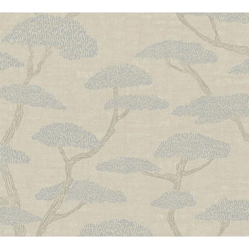 Papier peint asiatique Profhome 387411-GU papier peint intissé gaufré à chaud légèrement texturé avec un dessin asiatique mat beige bleu gris brun 5,33 m2