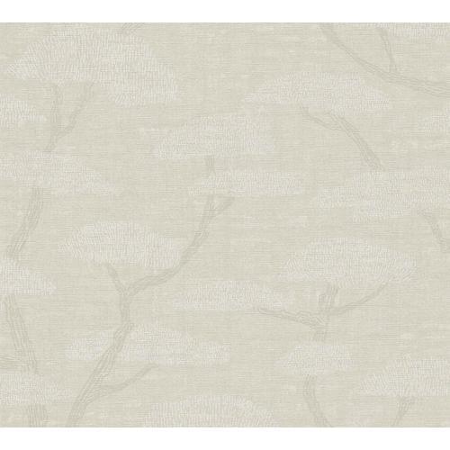 Papier peint asiatique Profhome 387414-GU papier peint intissé gaufré à chaud légèrement texturé avec un dessin asiatique mat beige gris blanc 5,33 m2