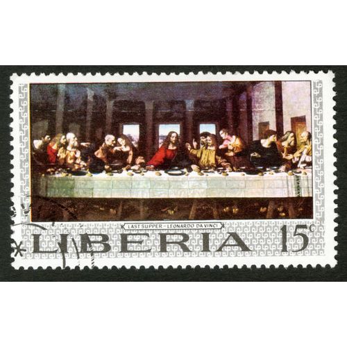 Timbre Oblitéré Liberia,Last Supper-Leonardo Da Vinci,15c