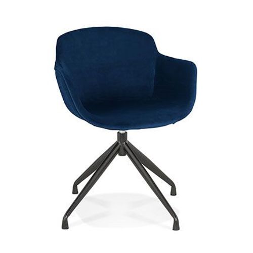 Chaise Repas Rotative 54x59x80 Cm En Velours Bleu Foncé - Guido