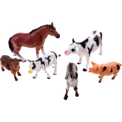 6 Animaux Ferme Vache Ane Cheval Animal Plastique