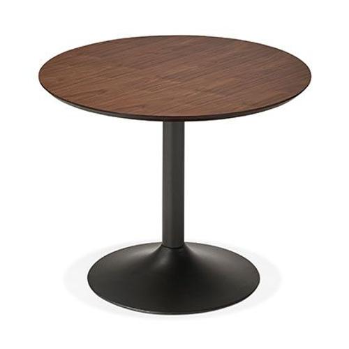 Table À Manger Ronde 90 Cm En Bois Foncé Et Métal Noir - Franklin