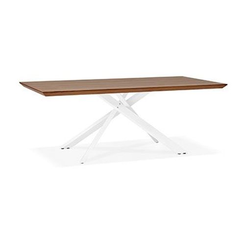 Table À Manger 200 Cm Décor Noyer Et Piètement Blanc - Cliff