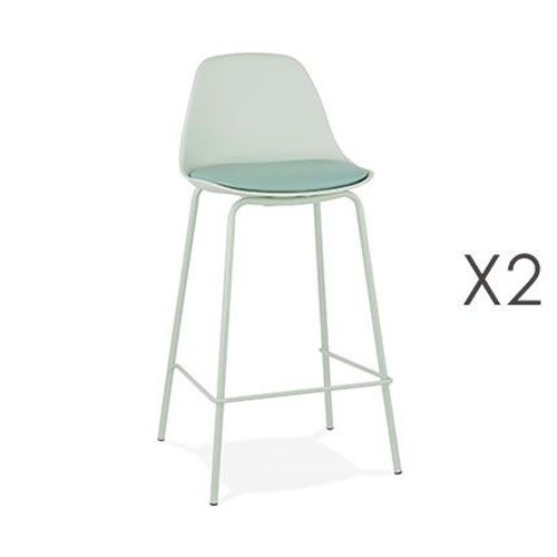 Lot De 2 Tabourets De Bar H65 Cm Vert Clair - Adrya