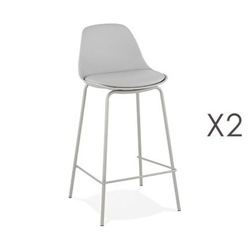 Lot De 2 Tabourets De Bar H65 Cm Gris - Adrya