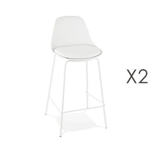 Lot De 2 Tabourets De Bar H65 Cm Blanc - Adrya