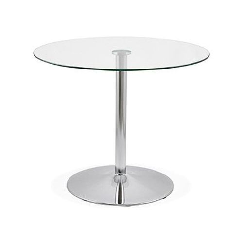 Table À Manger Ronde 90 Cm En Verre Et Métal Chromé