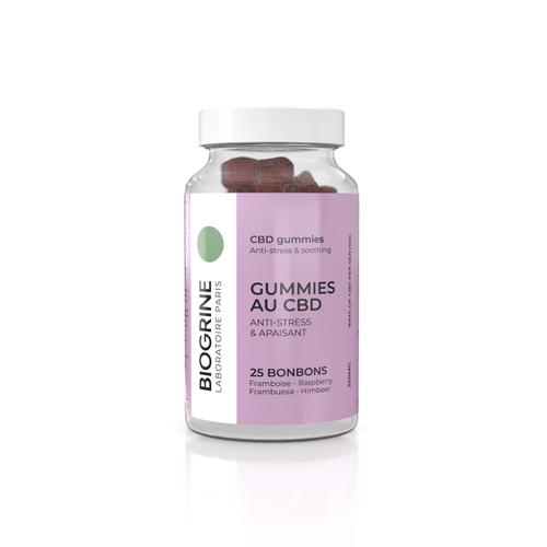 Biogrine | Gummies Au Cbd - Saveur Framboise | 250mg Cbd 25 Gummies Vegan 