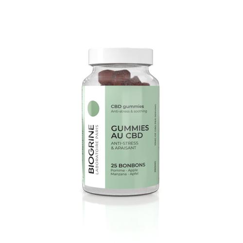 Biogrine | Gummies Au Cbd - Antistress & Apaisant | Saveur Pomme | 250mg Cbd 25 Gummies Vegan 