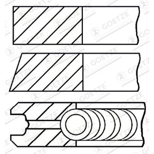 Jeu De Segments De Pistons Goetze 08-321507-00 D'origine