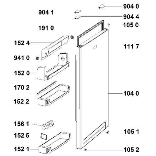 Joint de porte réfrigérateur (repère 191 0) d'origine Réfrigérateur congélateur (C00536743 INDESIT WHIRLPOOL BAUKNECHT)