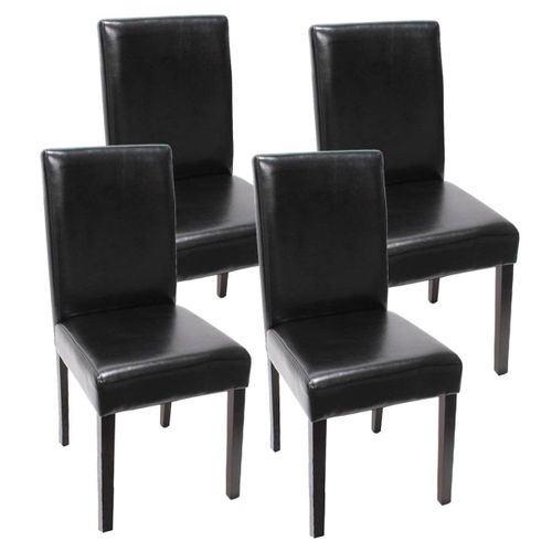 Lot De 4 Chaises De Salle À Manger Synthétique Noir Pieds Foncés Cds04146