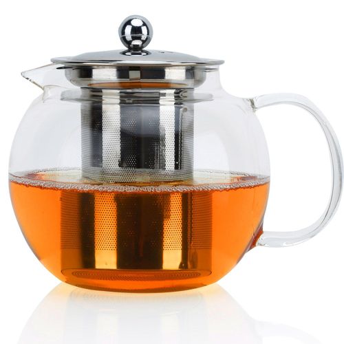 Intirilife Théière Avec Filtre En Clair - 800ml Tisanière En Verre Borosilicaté Avec Poignée Résistante À La Chaleur - Approprié Pour Les Boissons Chaudes Et Froides Comme Le Thé, Le Café