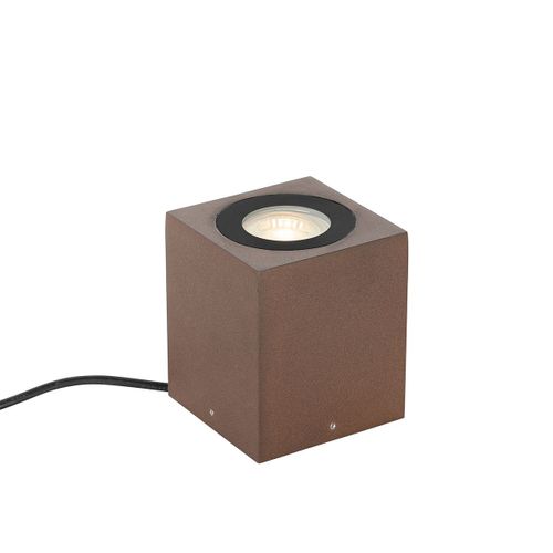 Qazqa Industriel Grondspot Roestbruin Vierkant Ip65 - Lennard Aluminium Brun Rouille Carré / Extérieur / Jardin / Luminaire / Lumiere / Éclairage Gu10 Max. 1 X 50 Watt