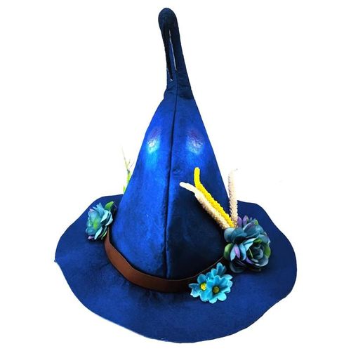 Chapeau De Sorcière En Feutre, Fleur Bleue, Chapeau De Sorcière, Casquette D'halloween, Accessoire De Costume Pour Halloween