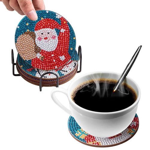 Sous-Verres En Bois Diamant, Artisanat En Bois, Dessin Animé, Bloc De Tasse, Fourniture De Noël, Bonhomme De Neige, Bonhomme De Neige, Pingouin, Cerf, Père Noël